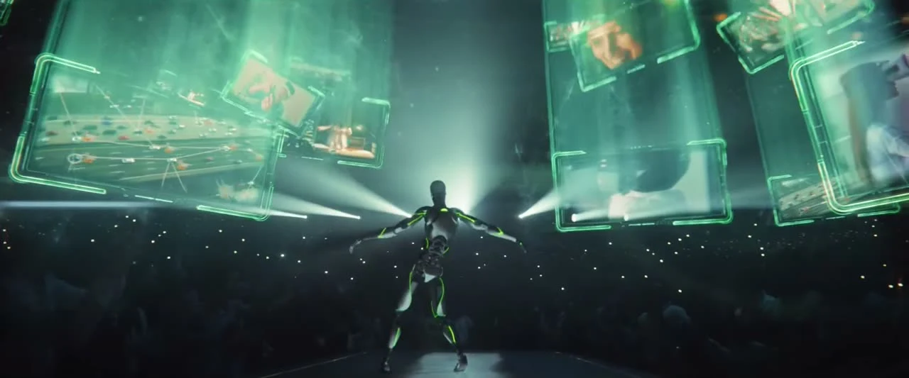 Etisalat robot on an illuminated stage
